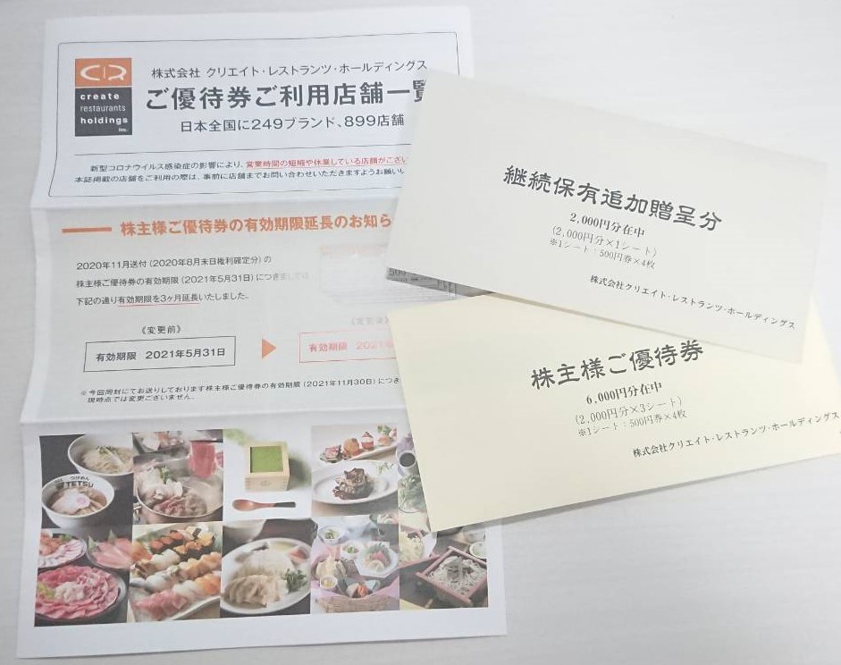 クリレス 株主優待有効期限2024年5月31日 - レストラン/食事券